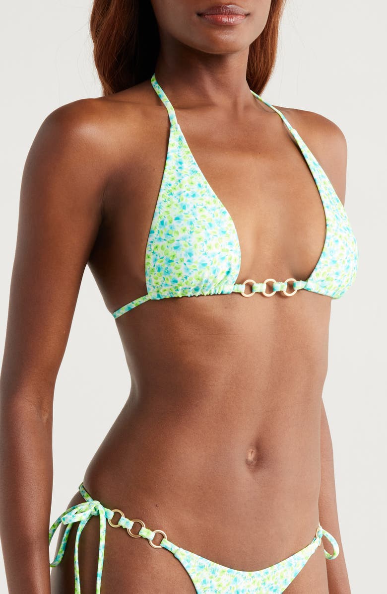 Kulani Kinis Ring Halter Bikini Top, Alternate, color, Apple Blossom