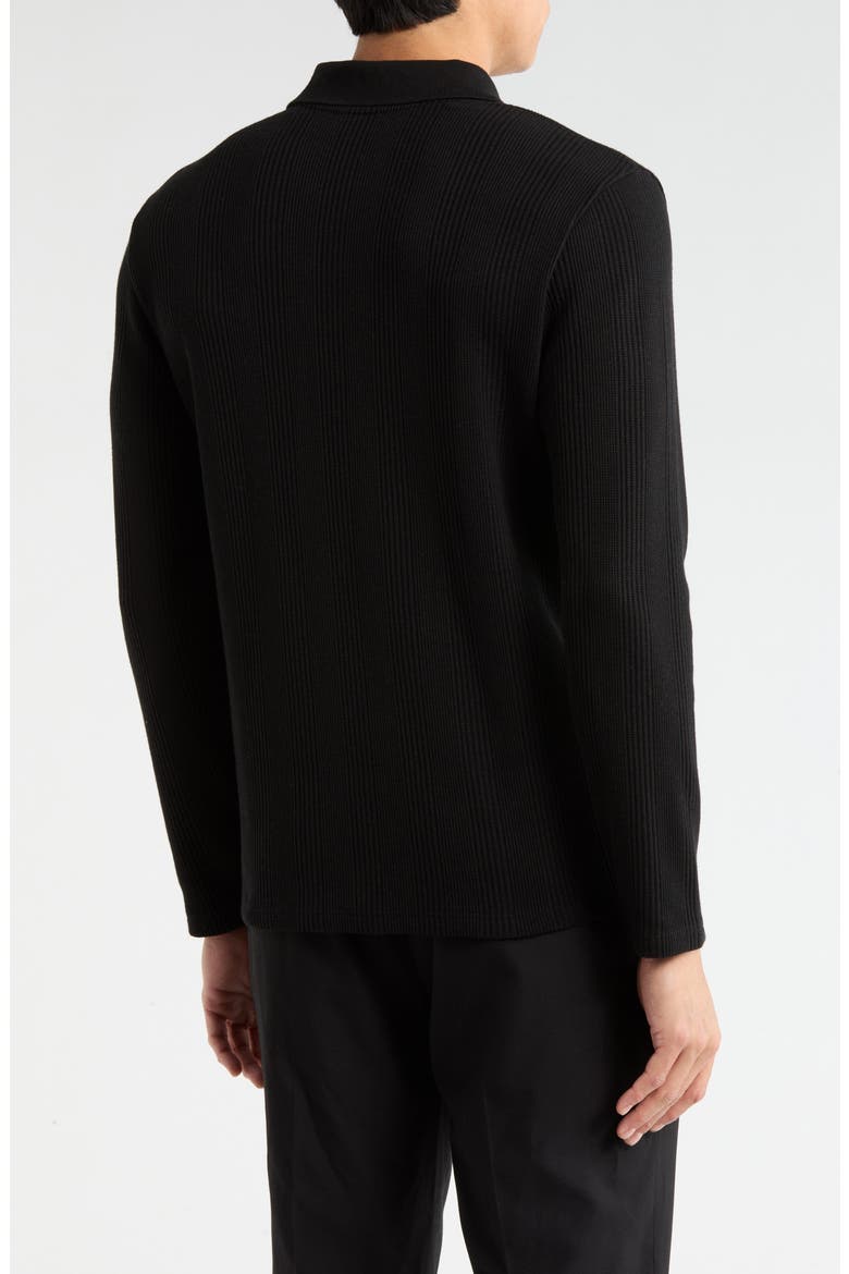 Variegated Waffle Stitch Polo, Alternate, color, BLACK