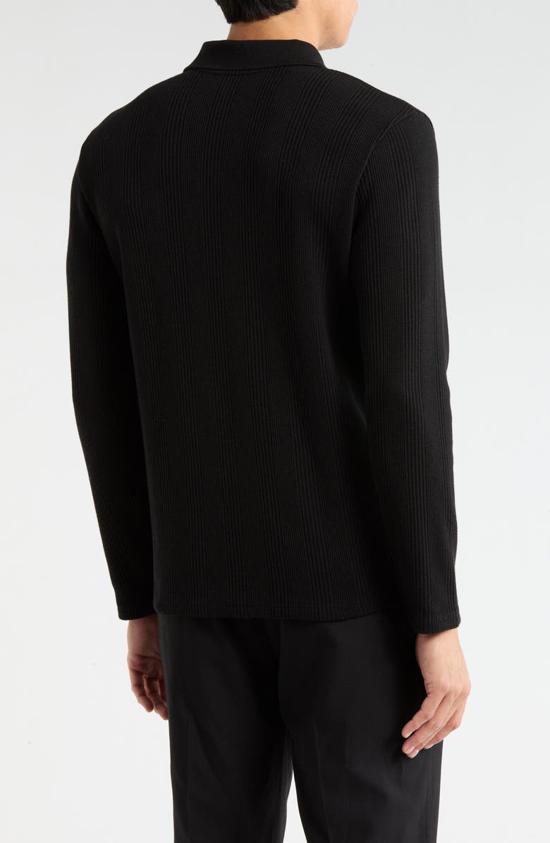 Vince Variegated Waffle Stitch Polo, Alternate, color, Black
