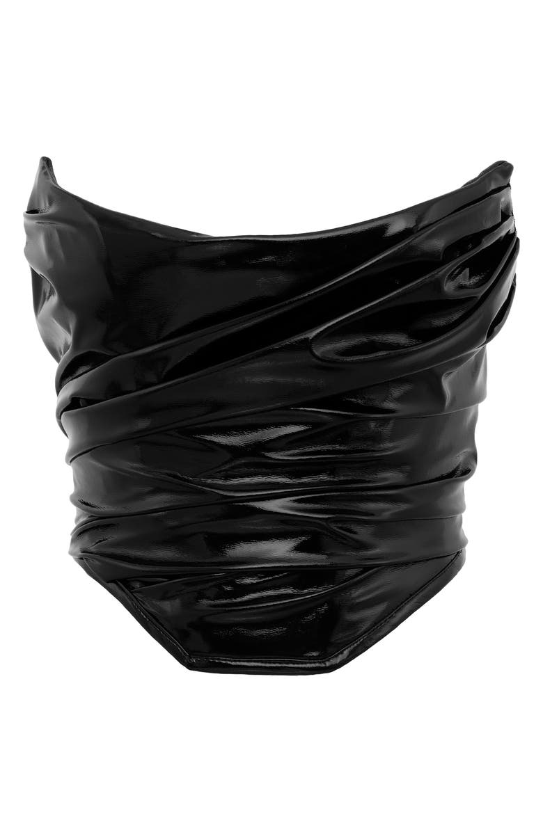 HOUSE OF CB Marla Faux Patent Leather Corset Top, Alternate, color,