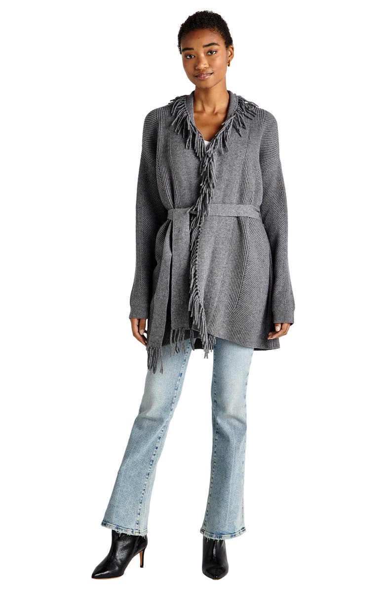 Splendid Cora Belted Fringe Cardigan, Alternate, color,