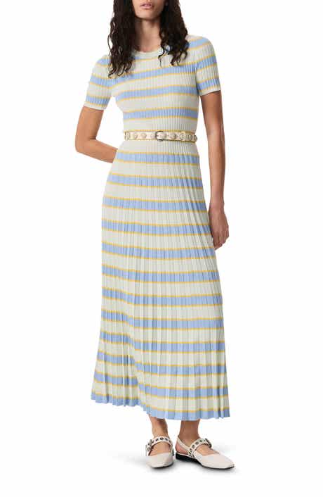 rag & bone Eloise Stripe Pleated Rib Sweater Dress