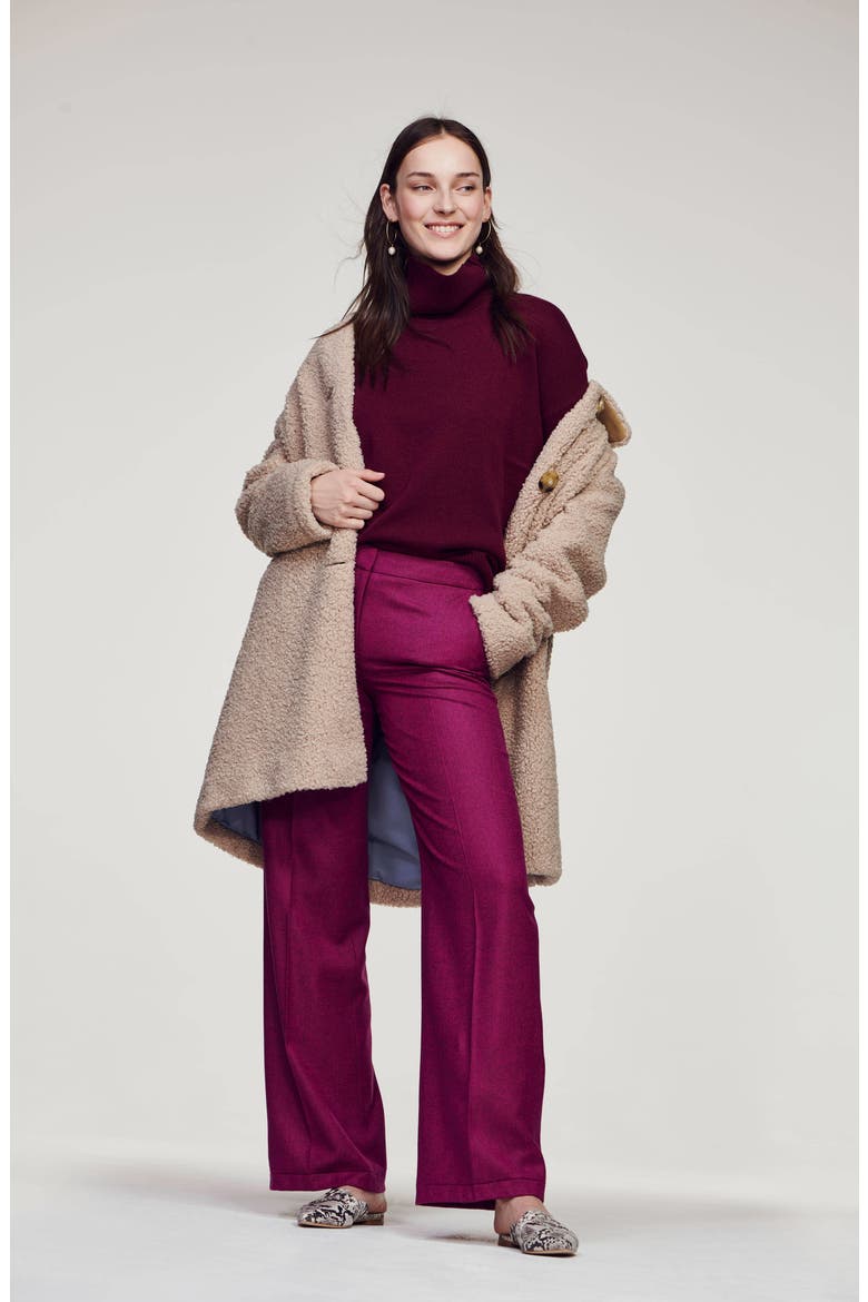 Wide Leg Tweed Pants, Alternate, color, FUSCIA HERRINGBONE