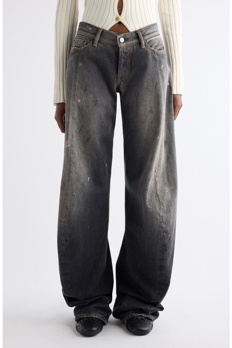 2006 Black Trafa Paint Splatter Baggy Wide Leg Jeans, Main, color, BLACK