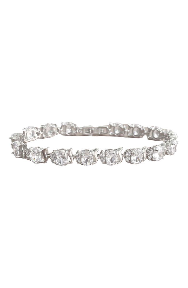 DLORIA Cubic Zirconia Tennis Bracelet with AAA+ Cubic Zirconia Oval and Round Cut, Alternate, color, 