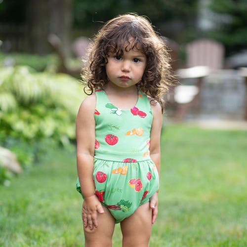 Worthy Threads Cross Back Bubble Romper In Greens Market