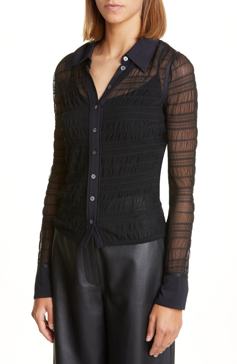 Simkhai Robin Seersucker Mesh Blouse, Alternate, color, 