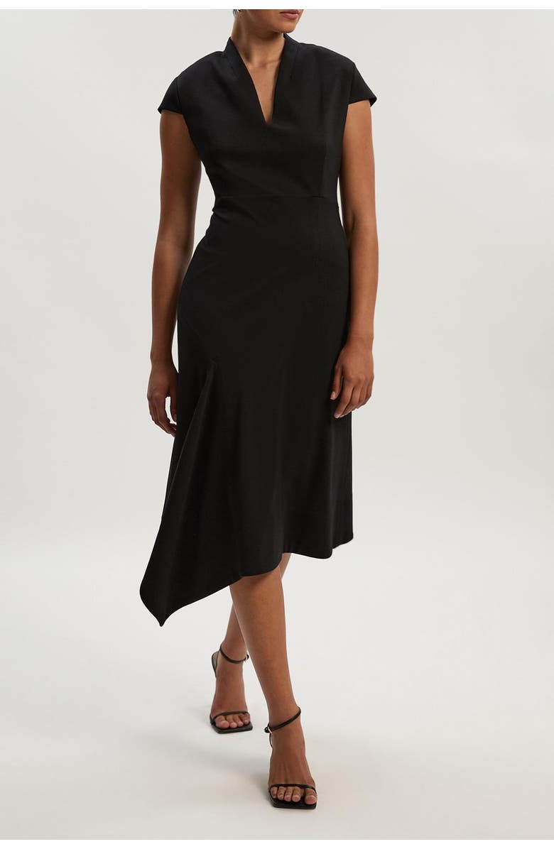 Karen Millen Ponte V-Neck Midi Dress, Alternate, color, Black