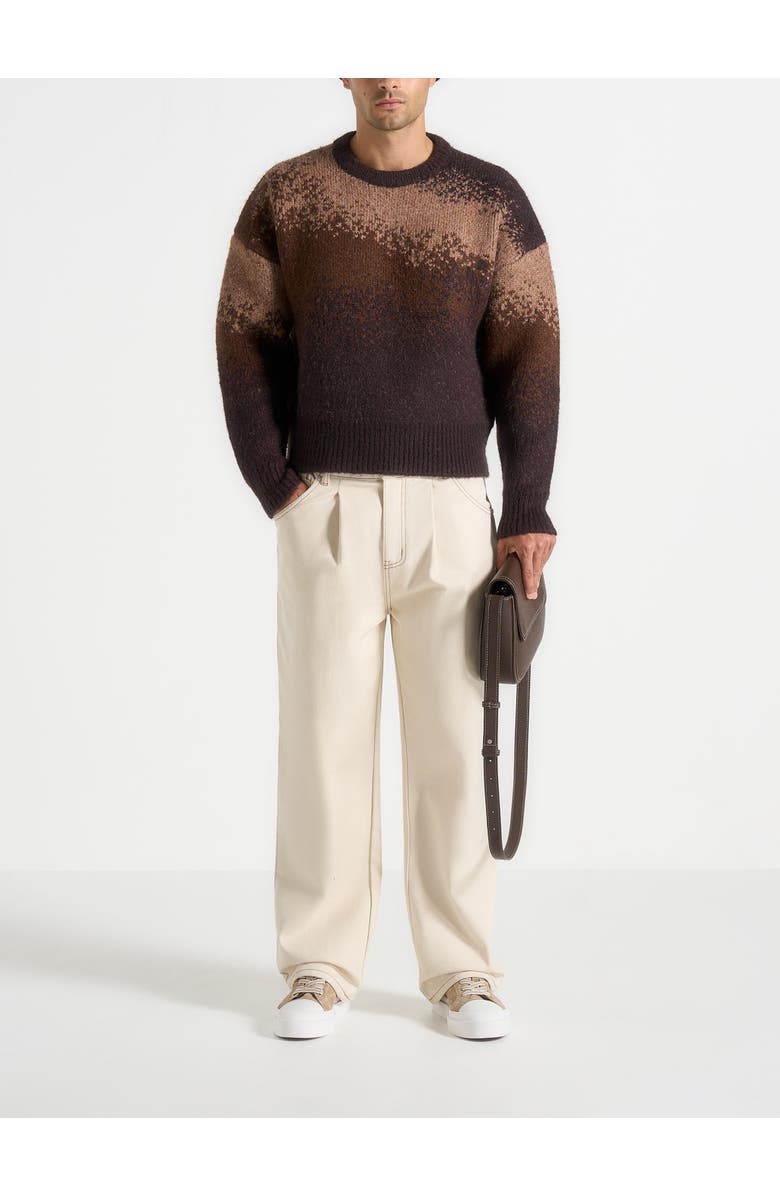 Manière De Voir Yani Ombre Wool Crewneck Sweater, Alternate, color, Brown