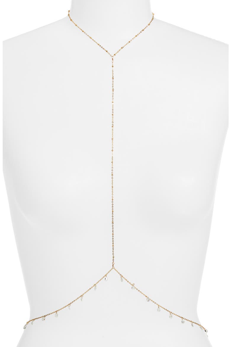 Dainty Drop Charm Body Chain, Main, color, GOLD