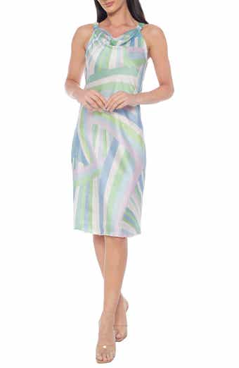 Isaac Mizrahi New York Cowl Neck Print Satin Slipdress