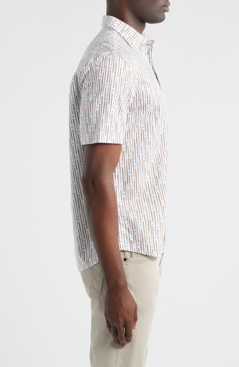 johnnie-O Pendola Stripe Short Sleeve Button-Up Shirt, Alternate, color, White