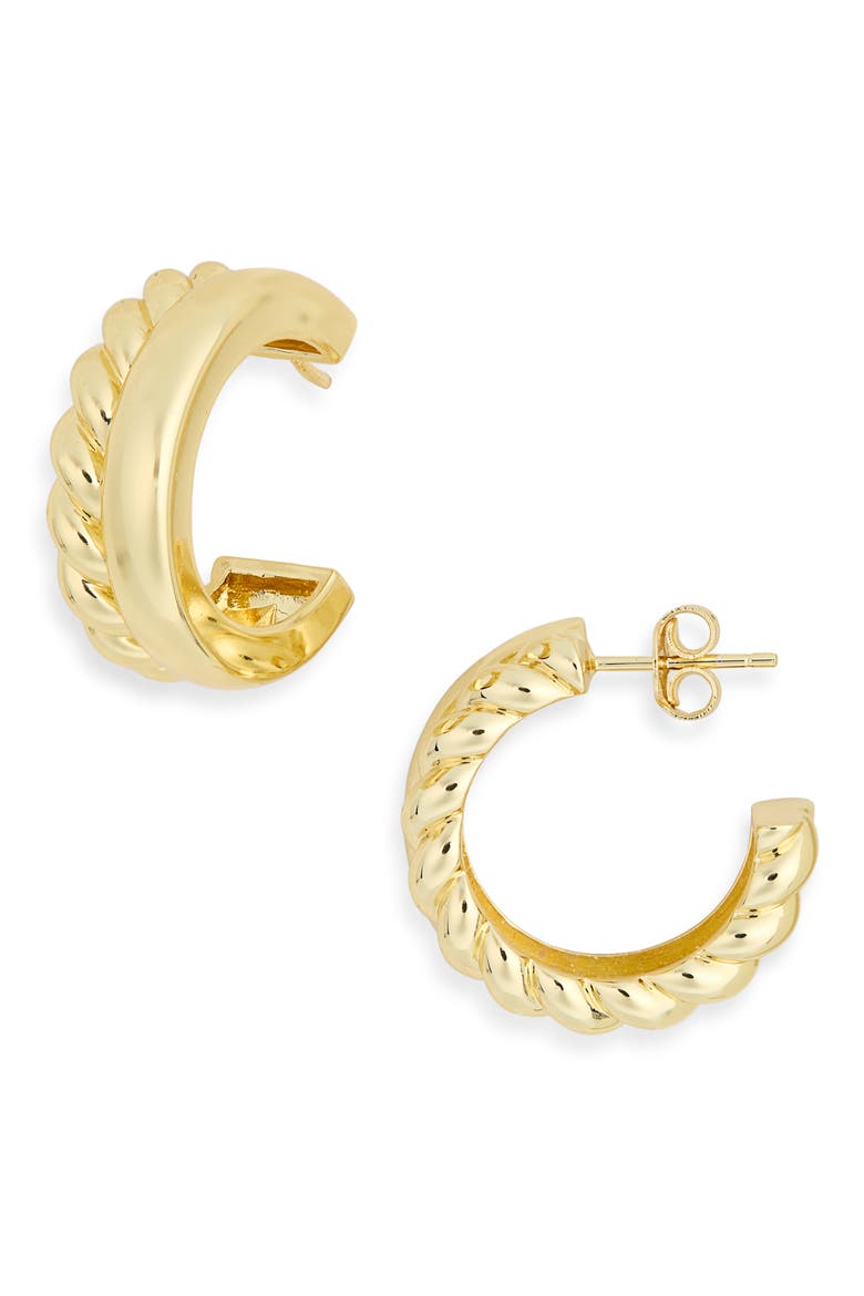 Textured Double Hoop Earrings, Main, color, GOLD