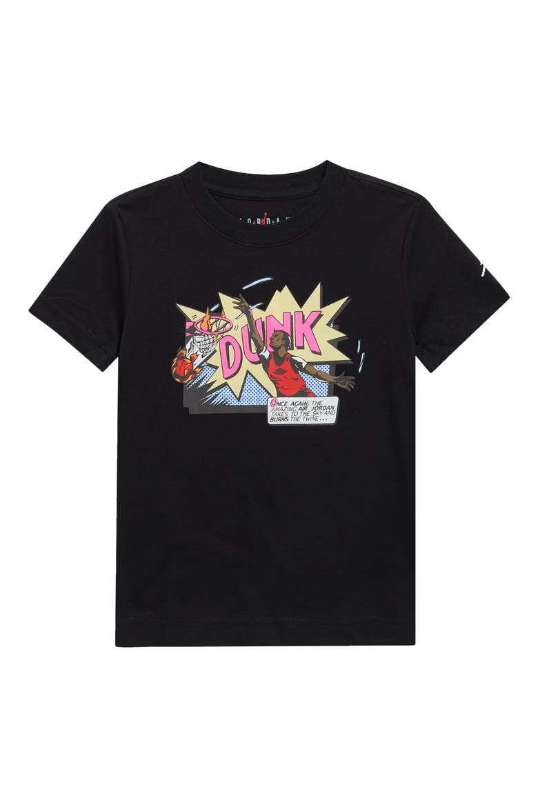 Kids' Jordan Comic Dunk Graphic T-Shirt, Main, color, BLACK