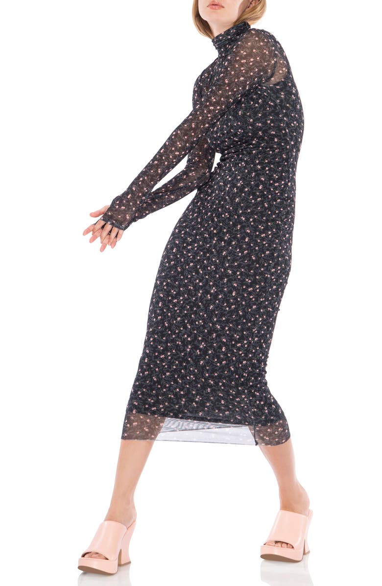 AFRM Shailene Long Sleeve Mesh Dress, Alternate, color, 