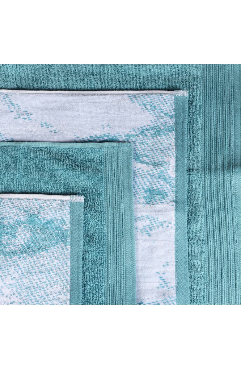 Superior Marble 10-Piece Quick-Drying Cotton Towel Set, Alternate, color, Teal