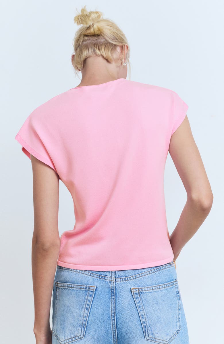 MANGO Cap Sleeve Fine Knit Sweater, Alternate, color, Pastel Pink