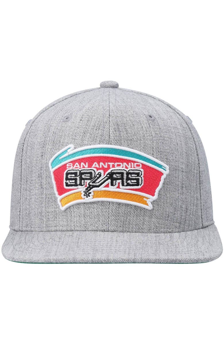 Mitchell & Ness Men's Mitchell & Ness Heathered Gray San Antonio Spurs Hardwood Classics Team 2.0 Snapback Hat, Alternate, color, Heather Gray