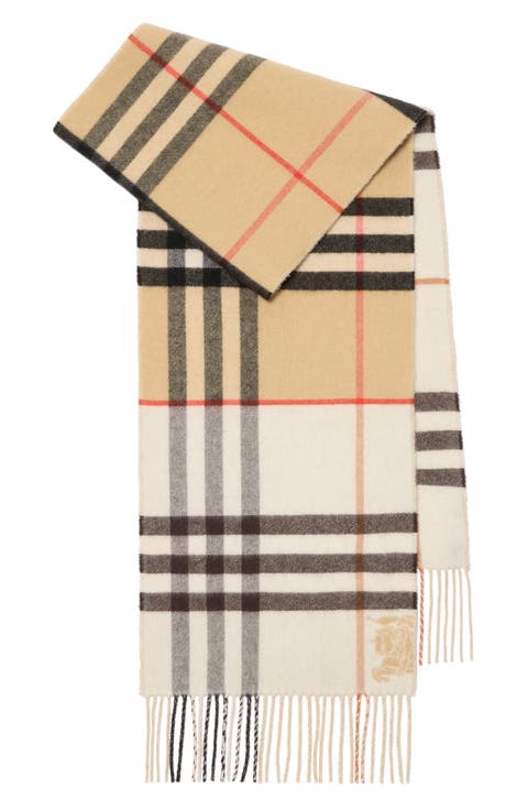 Jacquard Check Double Face Cashmere Fringe Scarf