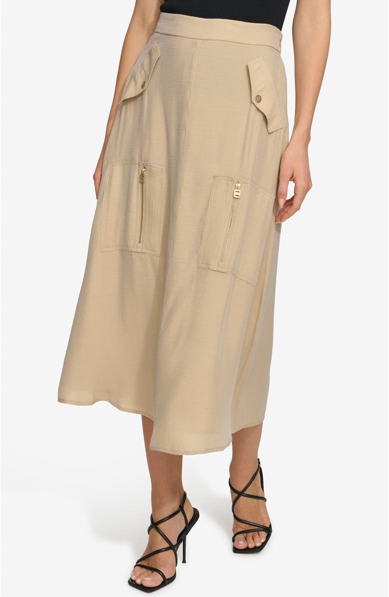 DKNY Organza Cargo Midi Skirt, Alternate, color, Sandalwood