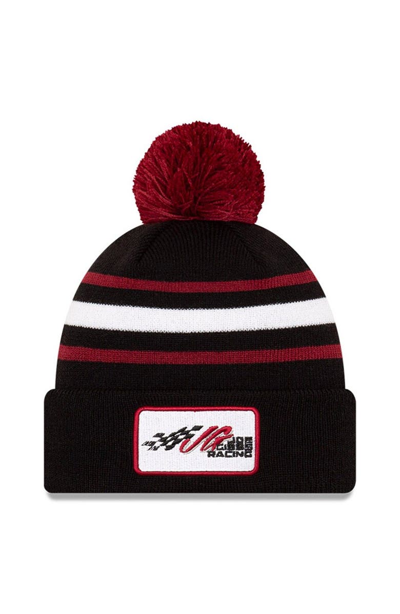 New Era Men's New Era Black Joe Gibbs Racing Cuffed Pom Knit Beanie, Main, color, Black