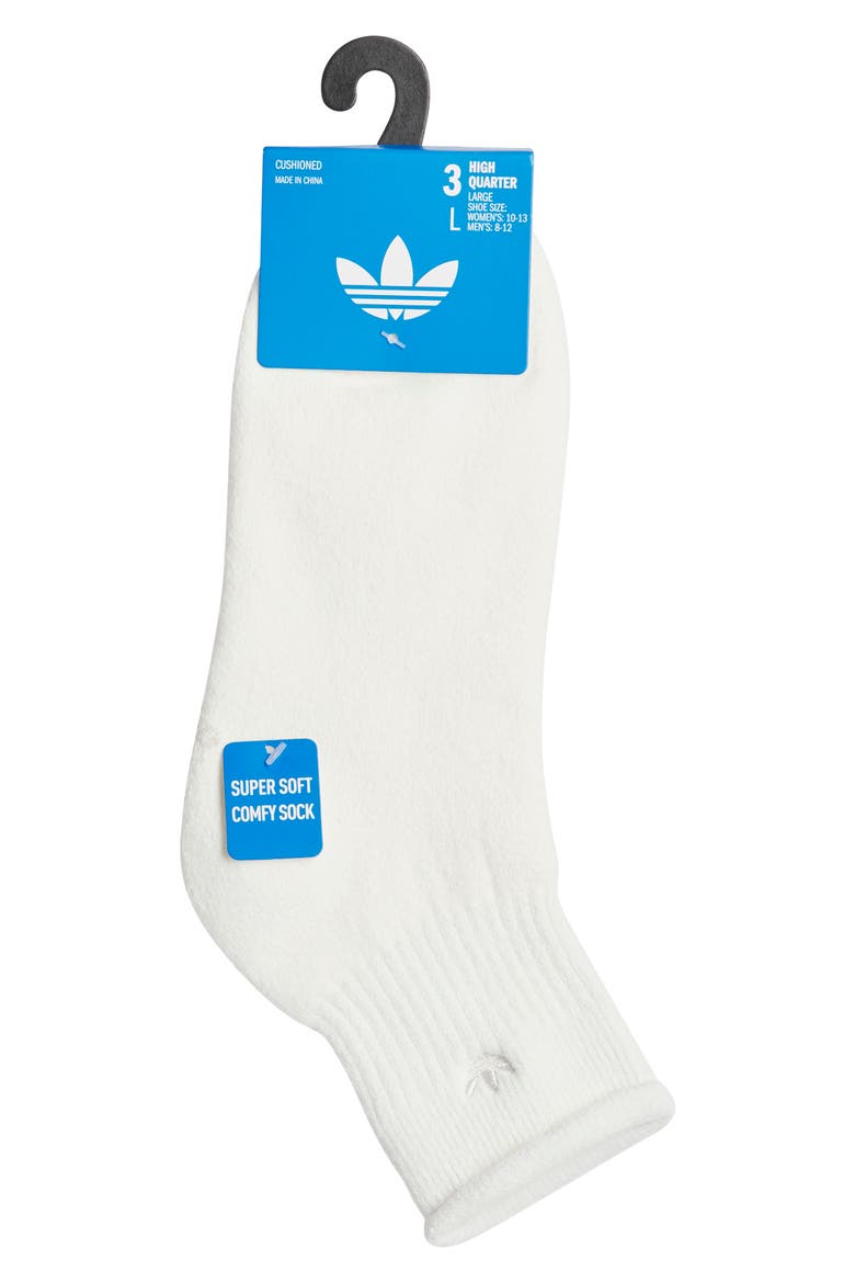Comfort Cushioned 3-Pack High Quarter Socks, Alternate, color, CLOUD WHITE/ OLIVE/ YELLOW