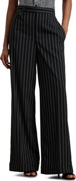 Lauren Ralph Lauren Stripe Wide Leg Twill Pants