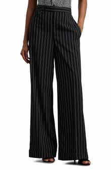 Lauren Ralph Lauren Stripe Wide Leg Twill Pants