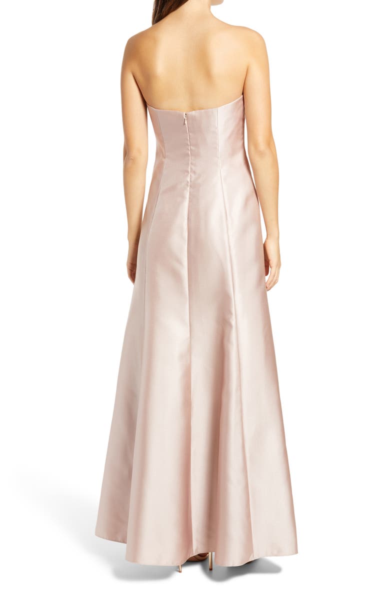 Alfred Sung Strapless Satin A-Line Gown, Alternate, color, 