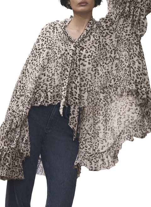 Leopard Print Ruffle Blouse