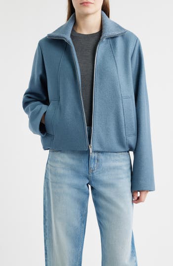 Hugo Boss Boss Cundalini Wool Bomber Jacket In Tanzanite