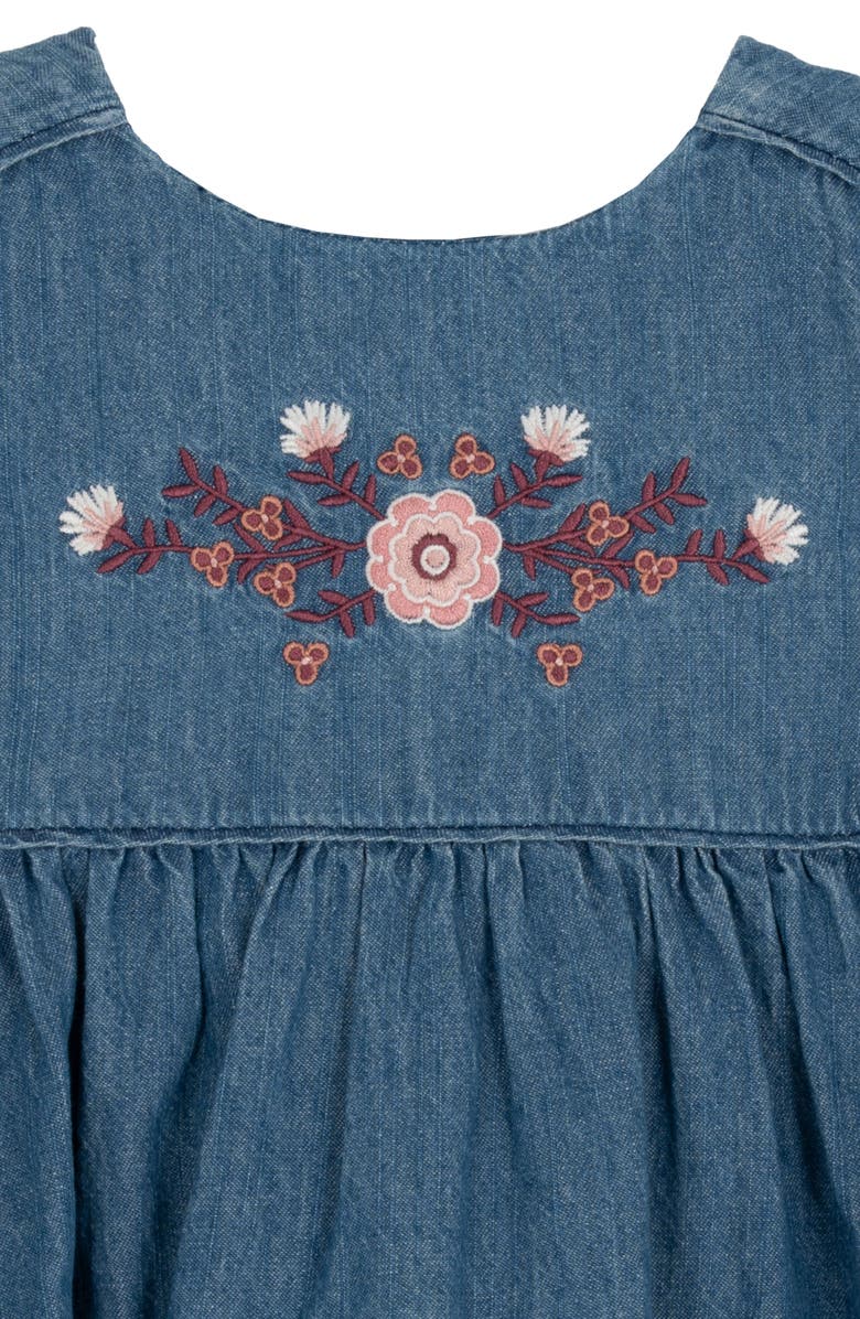 Rare Editions Embroidered Long Sleeve Denim Dress, Alternate, color, Blue