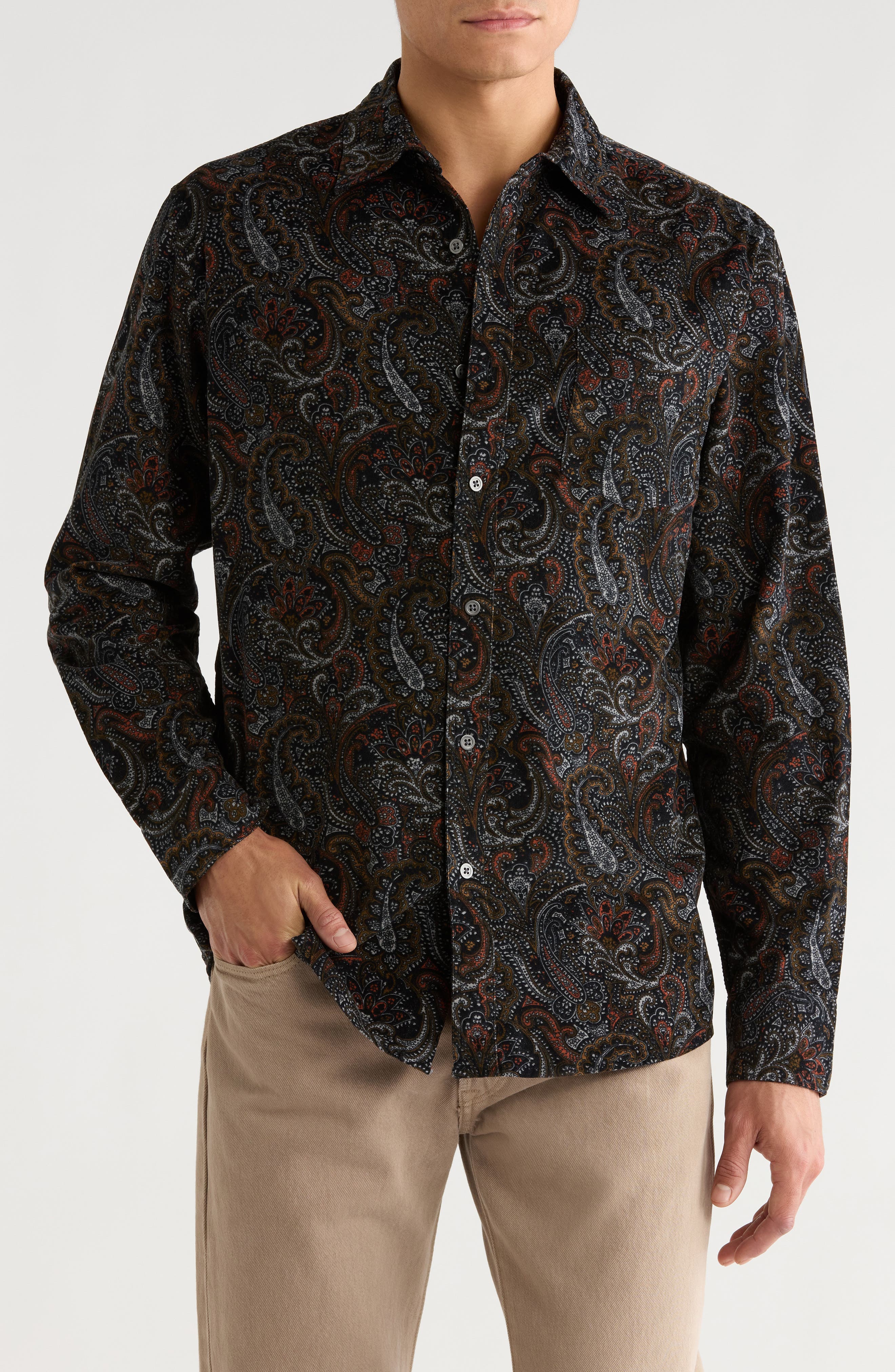 NICOBY Ultrasoft Corduroy Long Sleeve Button-Up Shirt