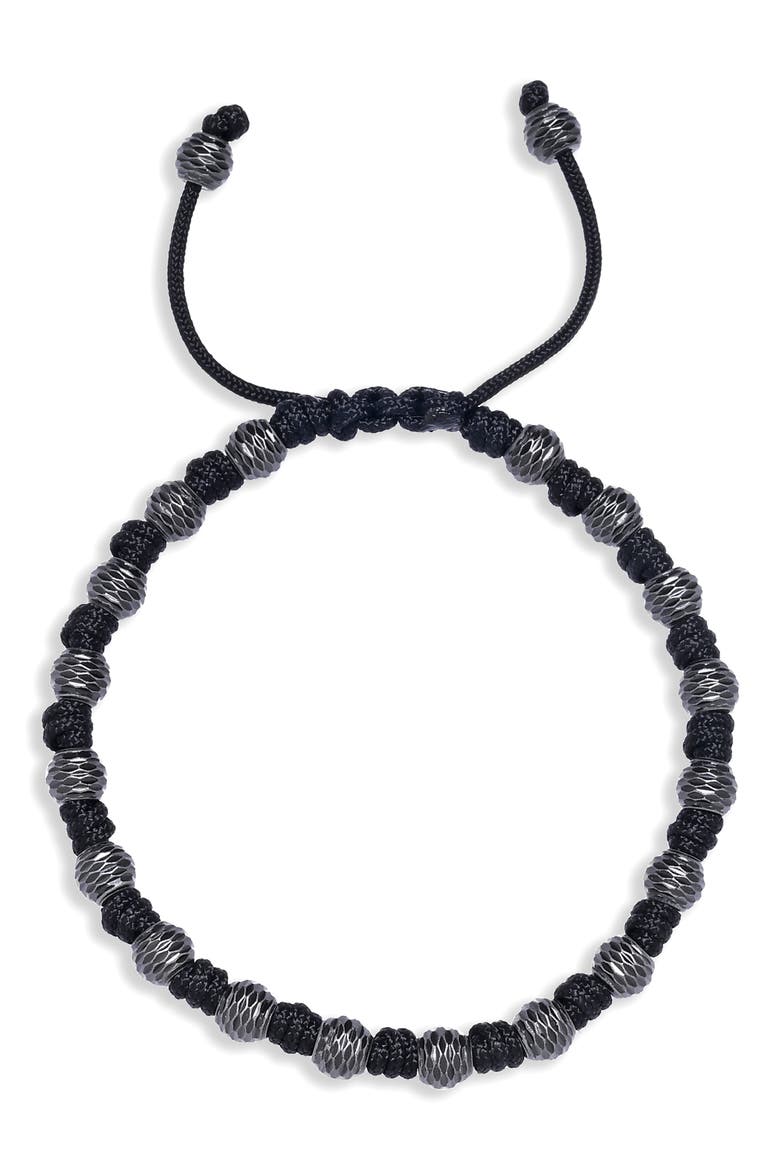 Caleb Beaded Slider Bracelet, Main, color, BLACK