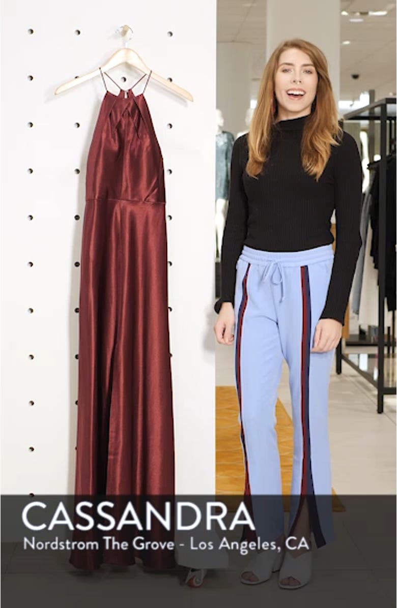 Cameron Halter Neck Satin Back Gown, sales video thumbnail