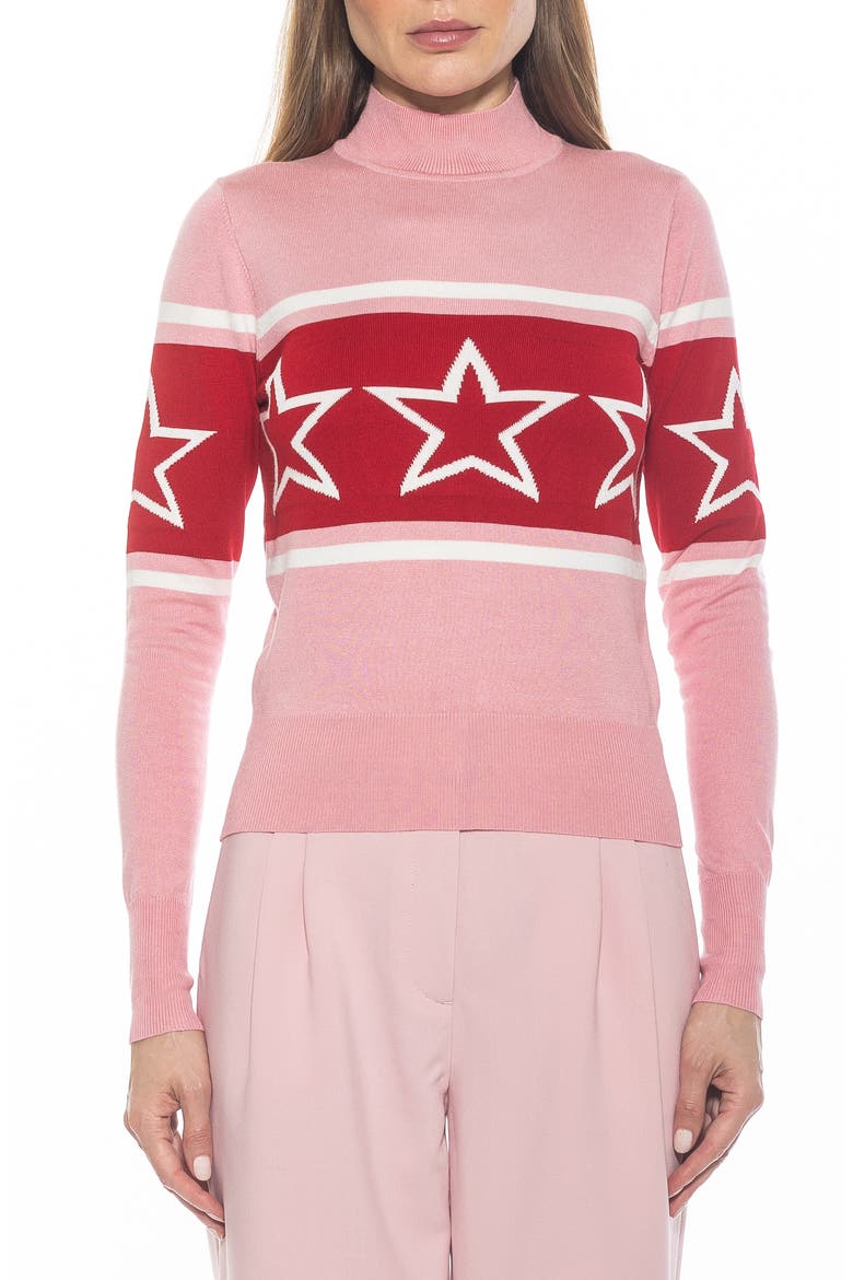 Lisa Star Mock Neck Sweater, Main, color, PINK MULTI