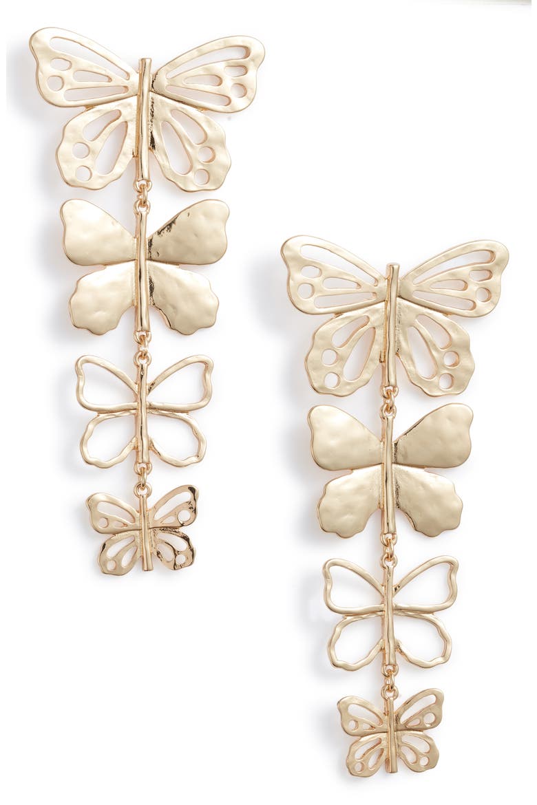 Cristina Martinez Butterfly Drop Earrings, Main, color, GOLD