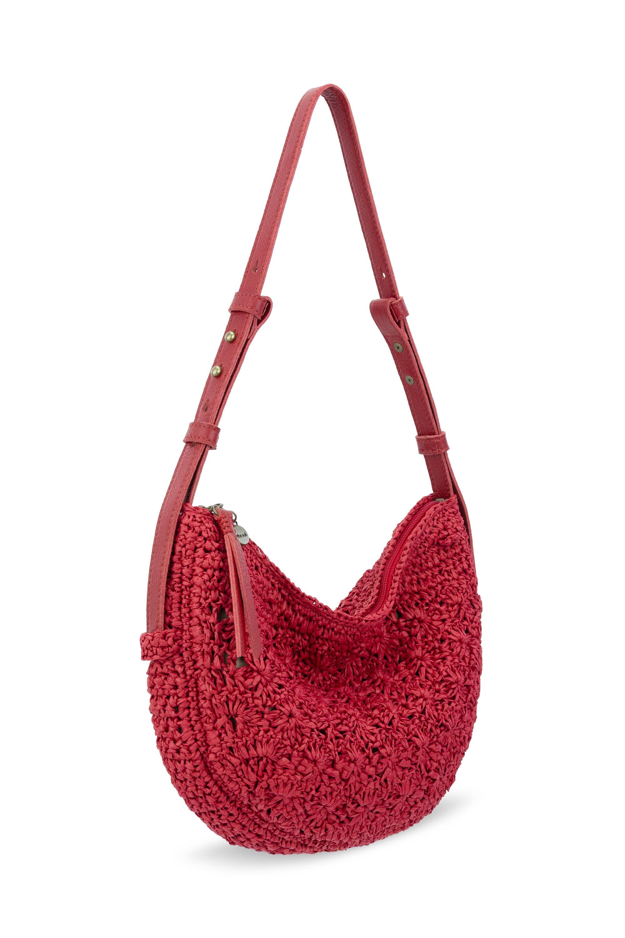 The Sak Tess Shoulder Bag Hand Crochet, Alternate, color, Scarlet Primrose Straw
