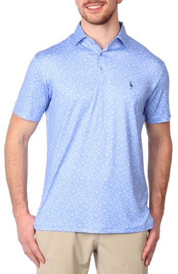 Shop Tailorbyrd Overlapping Flowers Performance Polo In Blue
