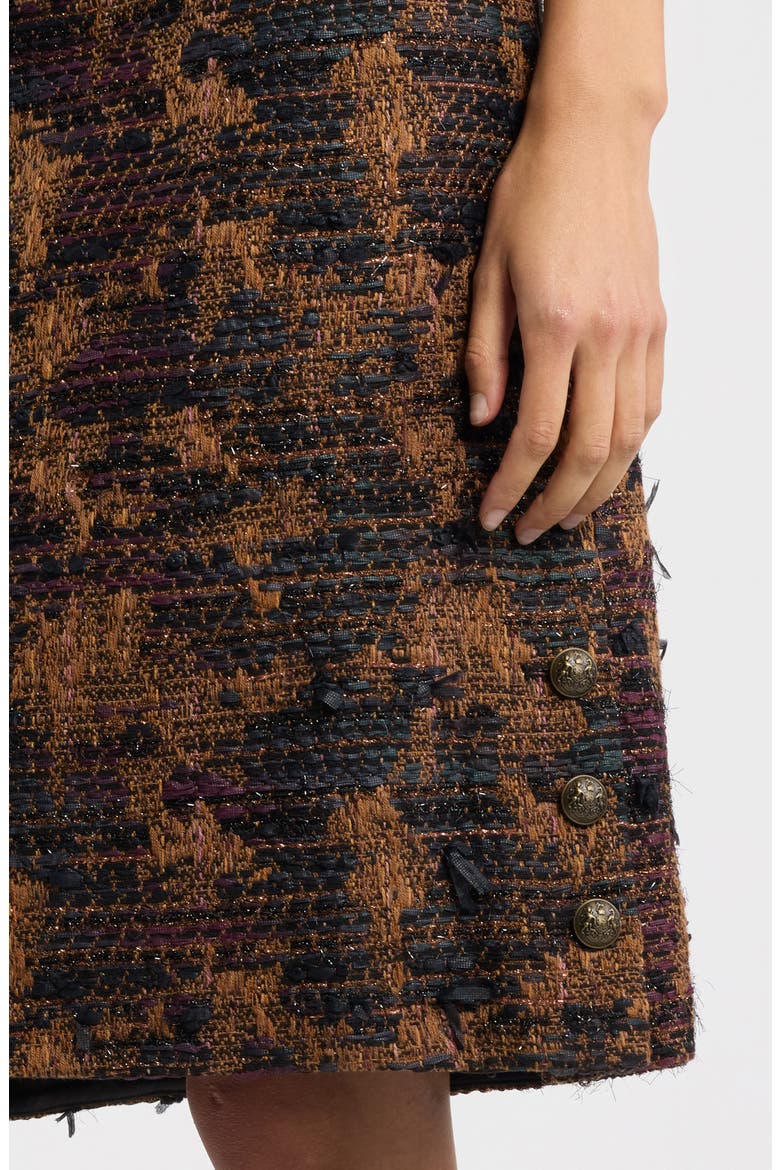 Olsen Tweed Midi Skirt, Alternate, color, BROWN MULTI