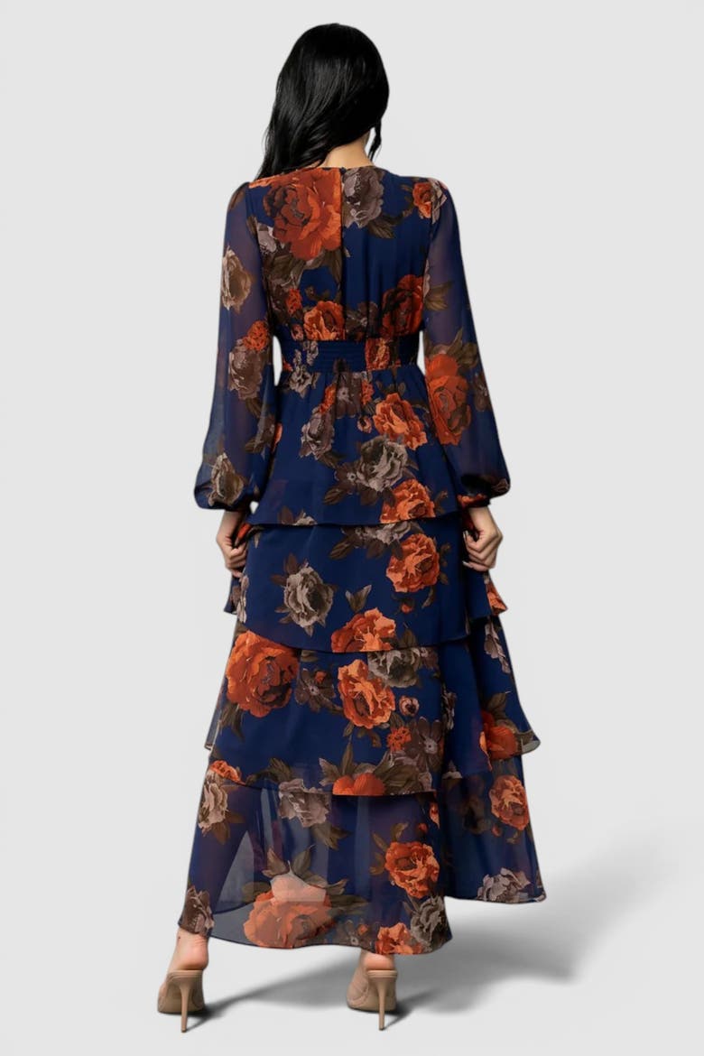 Mariella Tiered Maxi Dress, Alternate, color, Navy + Rust