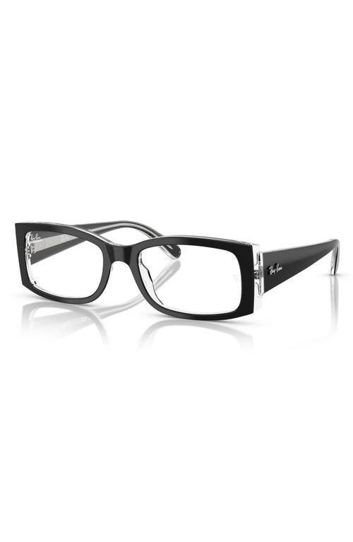 Ray Ban Ray-ban 52mm Square Optical Glasses In Transparent Grey