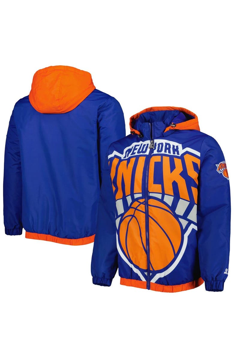 STARTER Men's Starter Blue New York Knicks The Triple Double Full-Zip Hoodie Jacket, Main, color, 