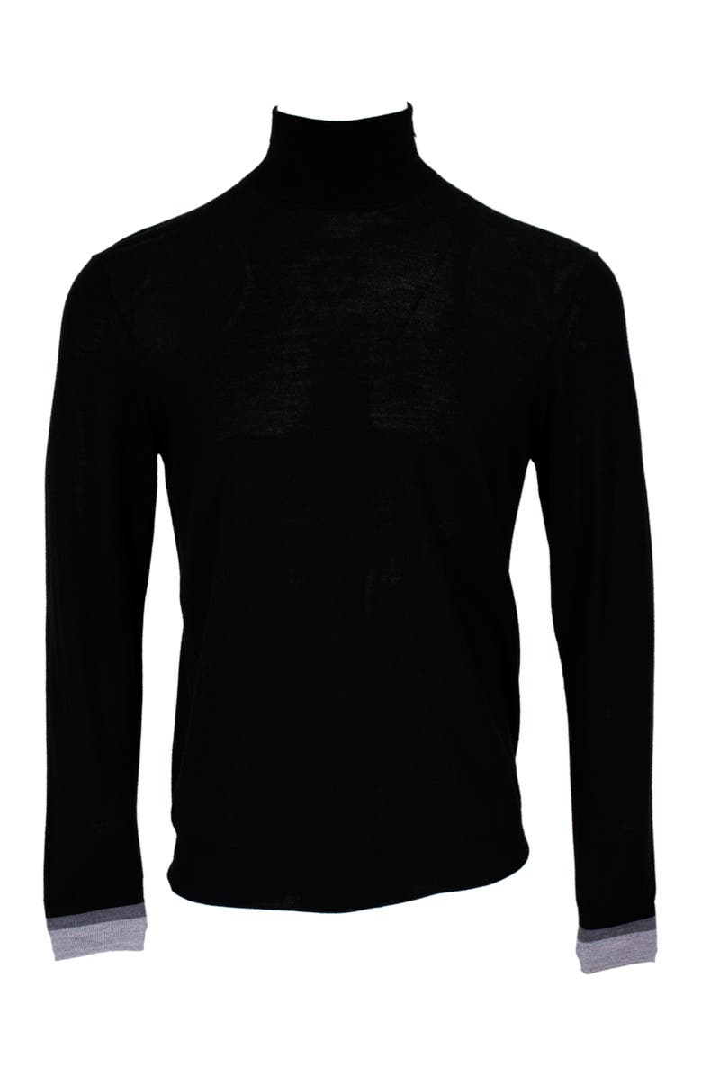 Lords of Harlech Ronald Merino Wool Turtleneck Sweater, Main, color, Black