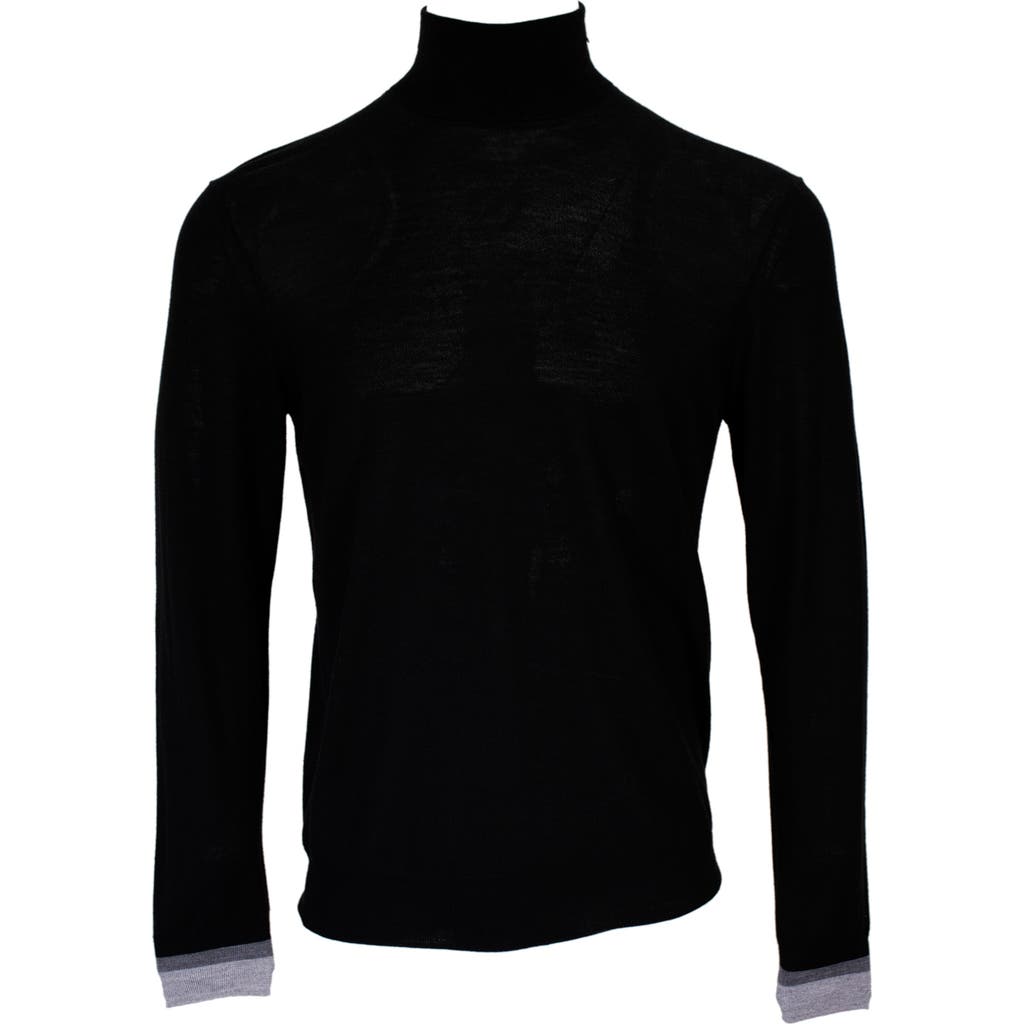 Lords Of Harlech Ronald Merino Wool Turtleneck Sweater In Black