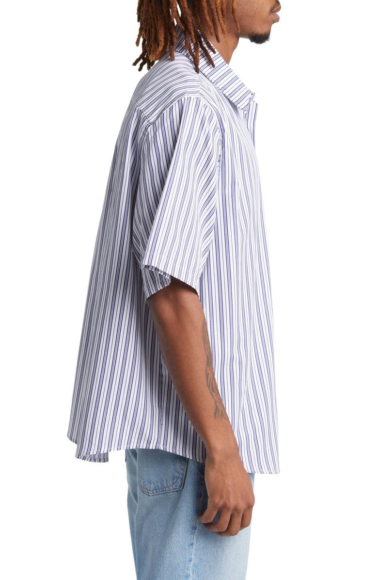 CHECKS Stripe Boxy Fit Short Sleeve Button-Up Shirt, Alternate, color,