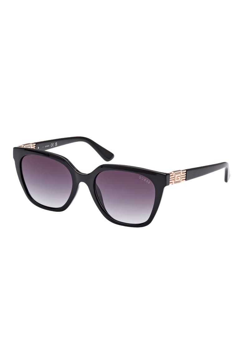55mm Gradient Square Sunglasses, Alternate, color, SHINY BLACK / GRADIENT SMOKE