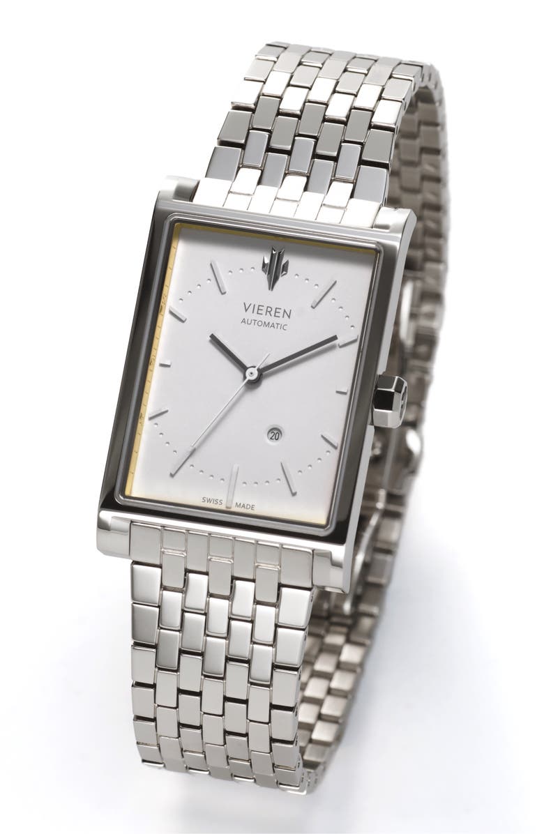 VIEREN Matte White Swiss Automatic Watch, Alternate, color, White