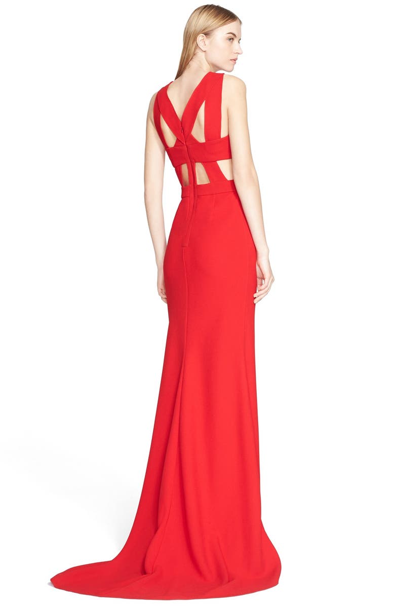 Prabal Gurung Cutout Back Crepe Gown, Alternate, color, 