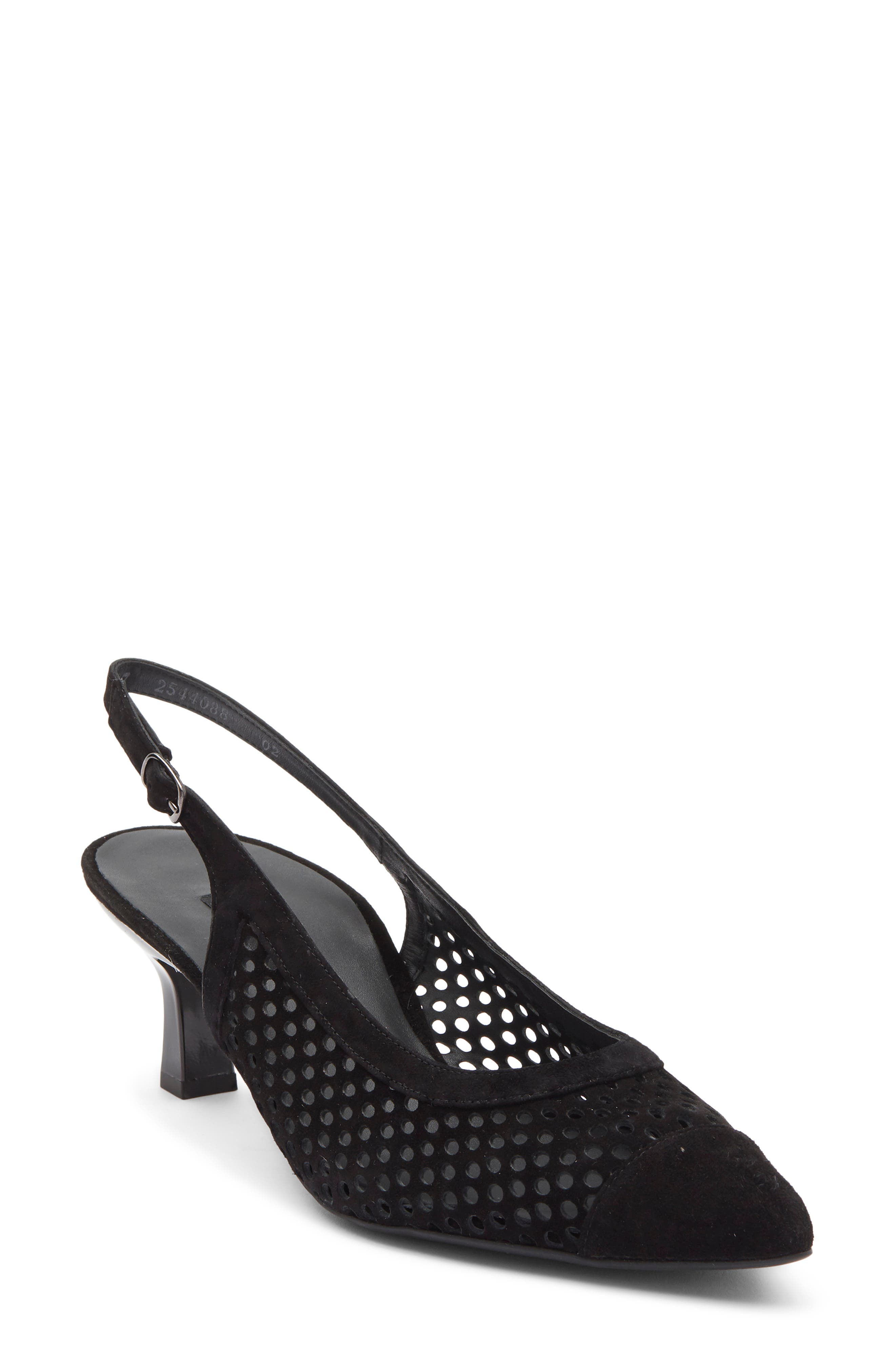 Paul Green Derby Slingback Pump, Main, color, Black Suede